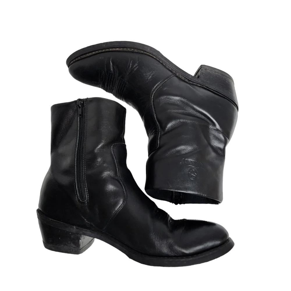 DURANGO LEATHER UPPER ROUND TOE SIDE ZIPPER BOOT